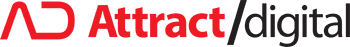 attract-digital-logo-horizontal Logo for Attract Digital with red stylized AD monogram and red and black text
